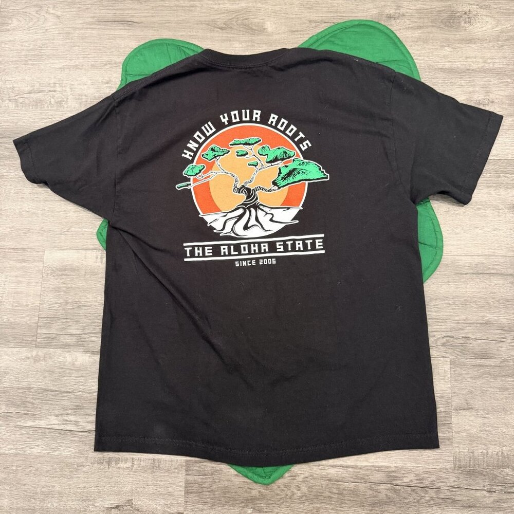 HiLife Hawaii Mens XL Black Know Your Roots Short Sleeve Graphic Tee Tshirt